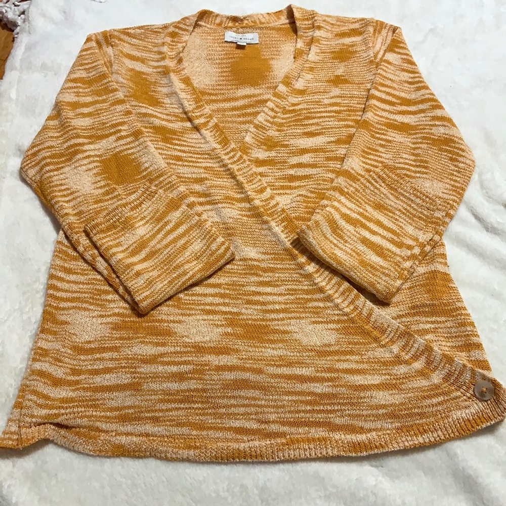 Lucky Brand Sweater Mustard Yellow; Deep V-Neck; crossover